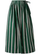 Aspesi Gathered Striped Skirt, Women's, Size: 42, Green, Cotton