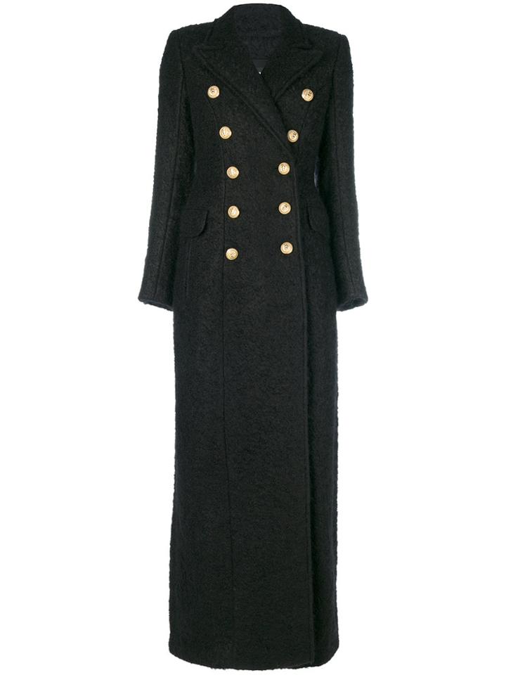 Balmain Long Double-breasted Coat - Black