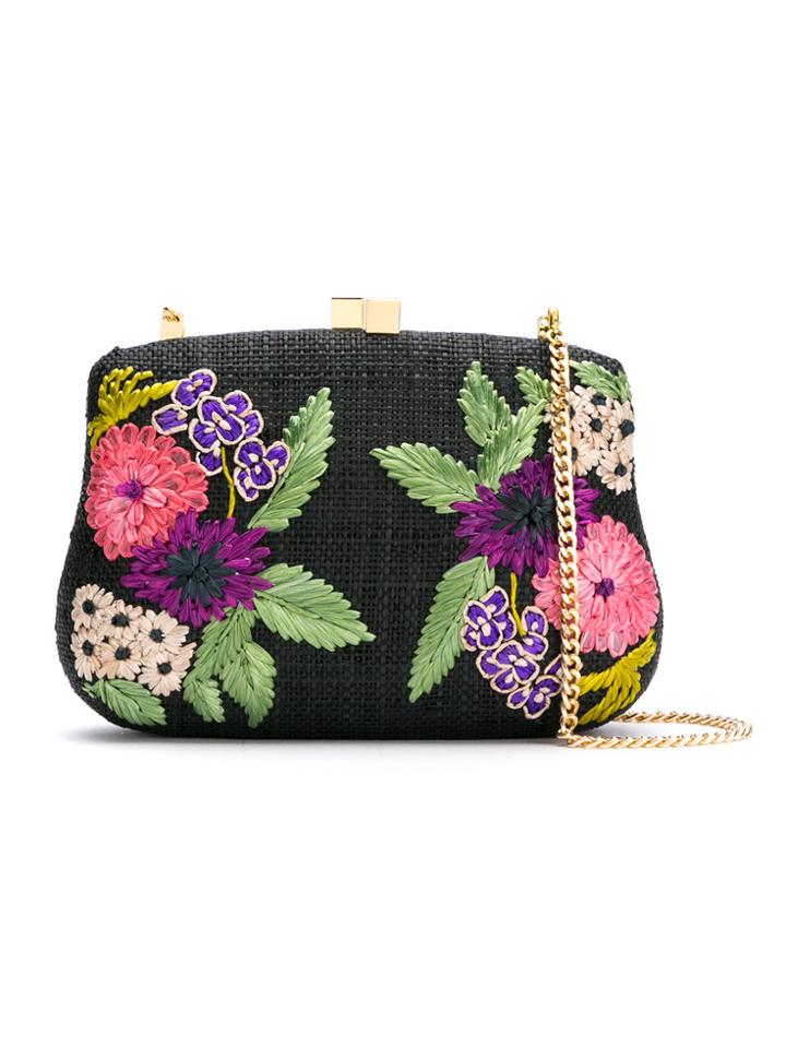 Serpui Embroidered Clutch - Black