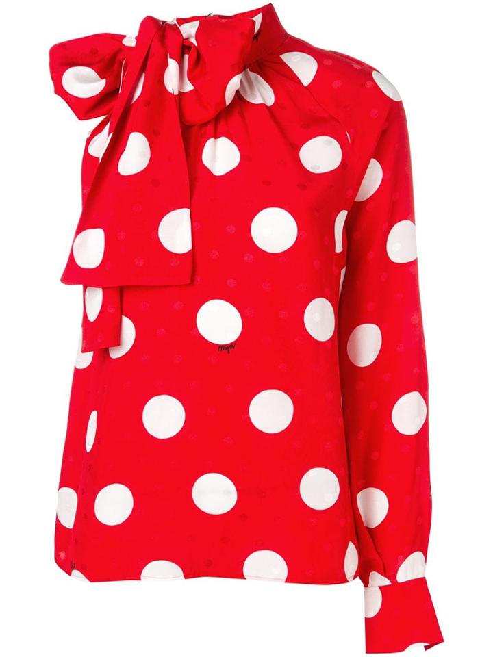 Msgm One Shoulder Printed Blouse - Red