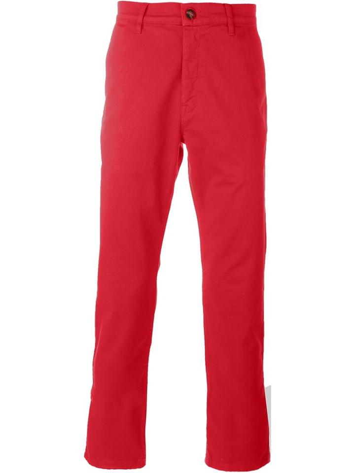 Kenzo Straight Leg Trousers, Men's, Size: 46, Red, Cotton/spandex/elastane