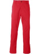 Kenzo Straight Leg Trousers, Men's, Size: 46, Red, Cotton/spandex/elastane
