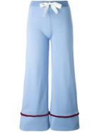 Jour/né Bow Waistband Flared Trousers, Women's, Size: 36, Blue, Cotton