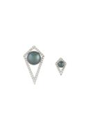 Elise Dray Small And Large Diamond Moon Earrings, Women's, Grey