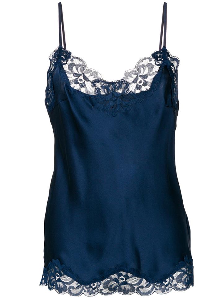 Gold Hawk Lace Trim Cami Top - Blue