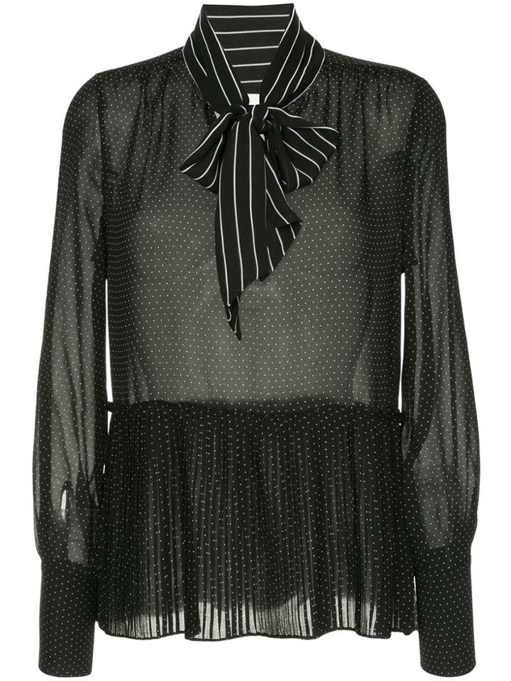 Frame Denim Pleated Peplum Blouse - Black