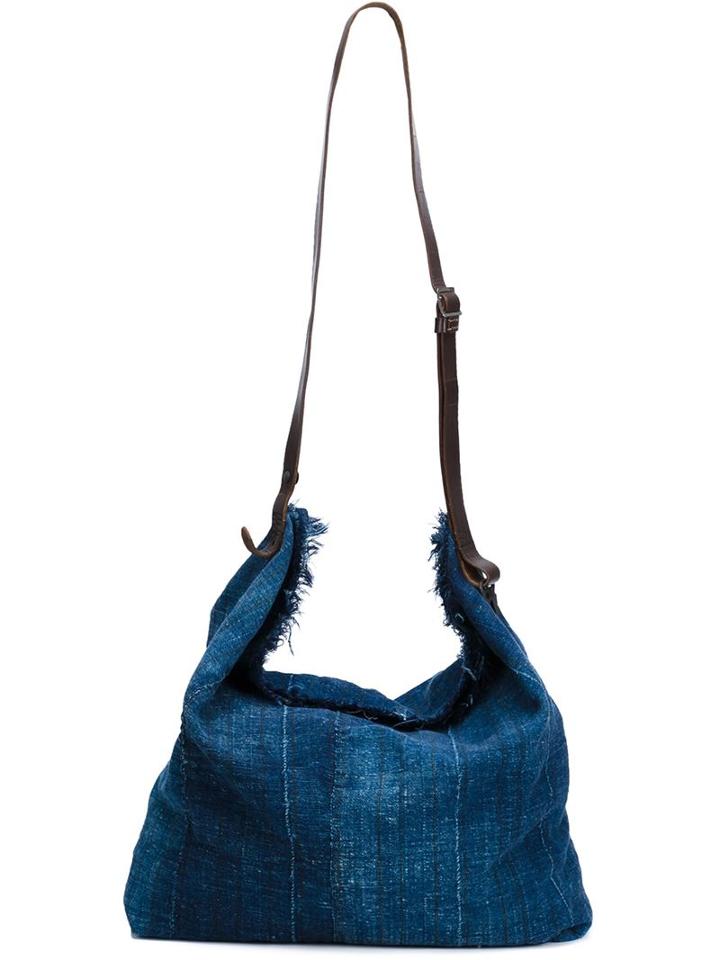 Greg Lauren Denim Shoulder Bag, Adult Unisex, Blue, Cotton