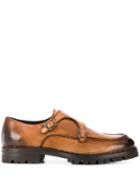 Eleventy Leather Buckled Loafers - Brown