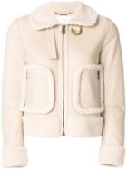 Chloé Shearling Aviator Jacket - Nude & Neutrals