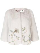 Cara Mila Jasmine Embellished Mink Jacket - White