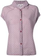 Caramel - Shortsleeved Checked Shirt - Women - Cotton/viscose - 10, Red, Cotton/viscose