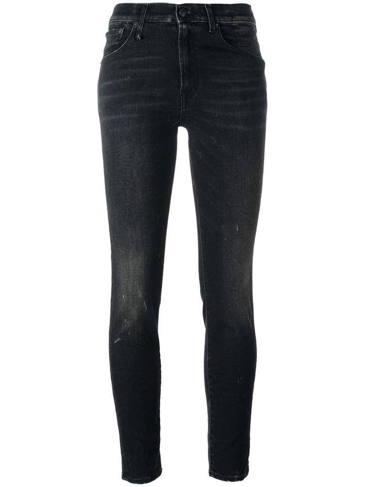 R13 Stonewashed Skinny Jeans, Women's, Size: 29, Black, Cotton/polyethylene/spandex/elastane