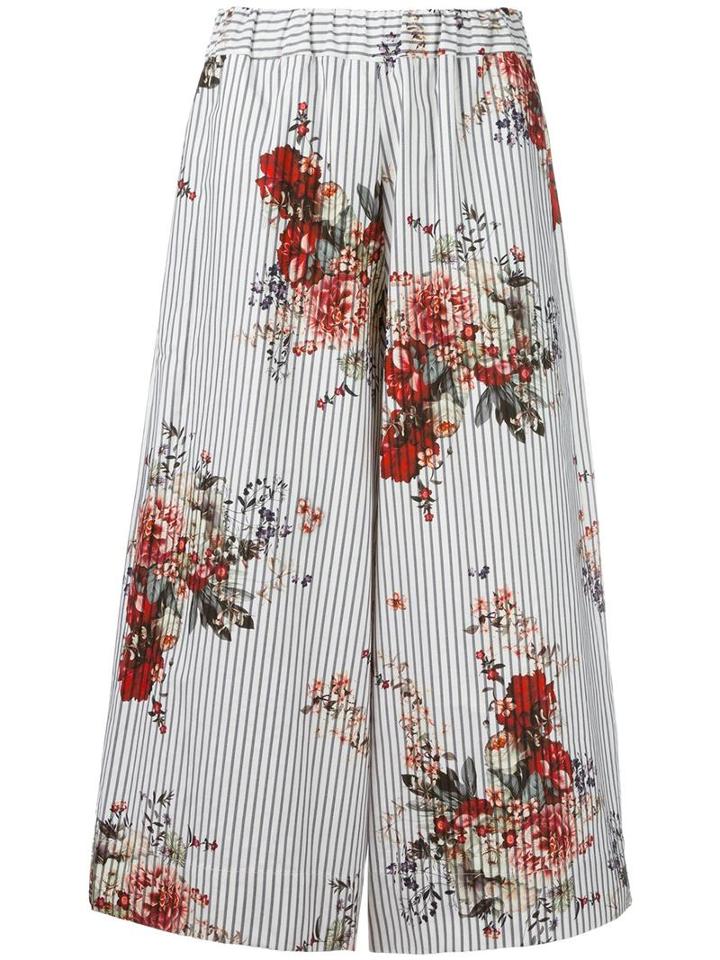 Antonio Marras Floral Print Cropped Trousers, Women's, Size: 0, White, Cotton