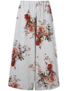 Antonio Marras Floral Print Cropped Trousers, Women's, Size: 0, White, Cotton