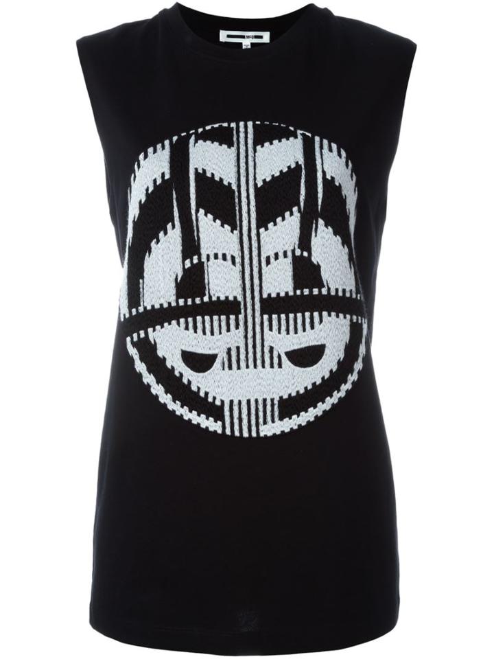 Mcq Alexander Mcqueen Mask-band Boyfriend Tank Top, Women's, Size: Large, Black, Cotton