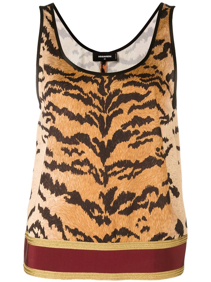 Dsquared2 - Tiger Print Tank Top - Women - Cotton/polyester/viscose - 40, Black, Cotton/polyester/viscose