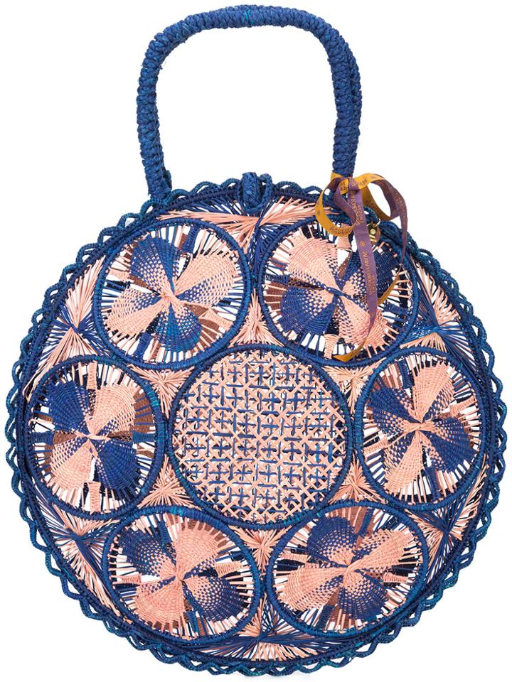 Silvia Tcherassi Woven Round Tote Bag - Blue
