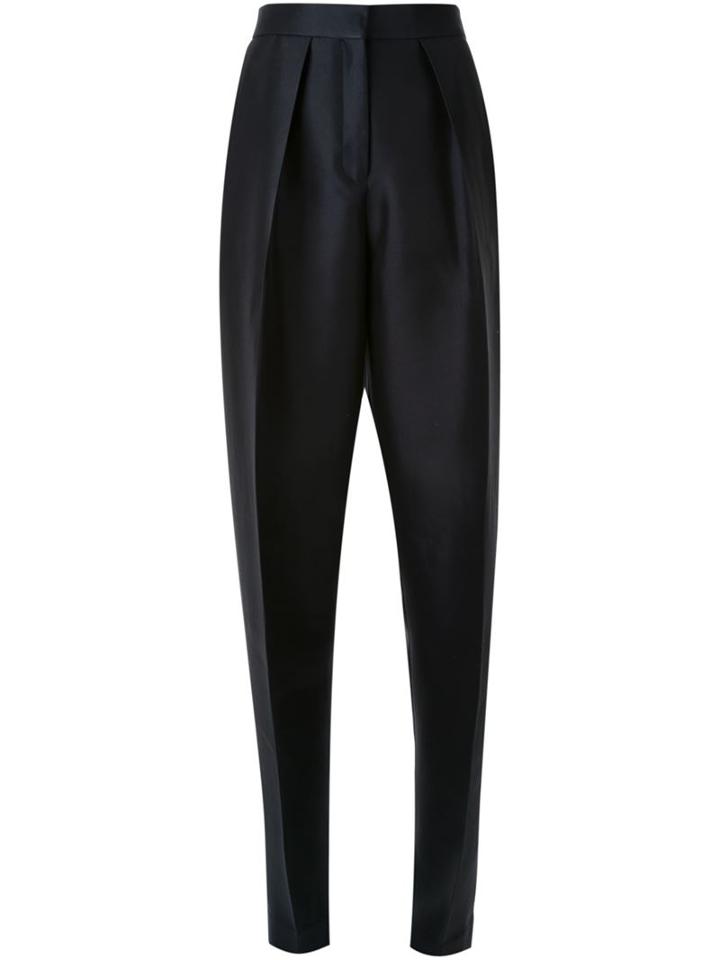 Zaid Affas Pleated Wide Leg Trousers, Women's, Size: 6, Black, Silk/wool