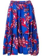 P.a.r.o.s.h. Floral Ruffle Midi Skirt - Blue