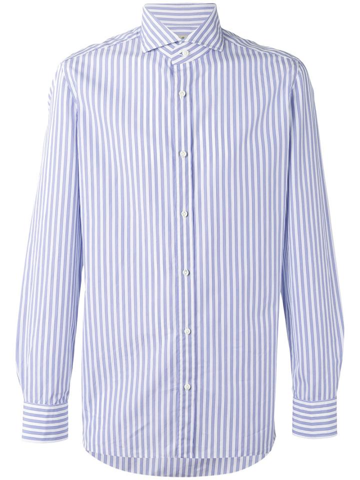 Borrelli Striped Shirt, Men's, Size: 43, White, Cotton