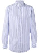 Borrelli Striped Shirt, Men's, Size: 43, White, Cotton