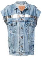 Tiger In The Rain Crystal Flower Denim Jacket - Blue