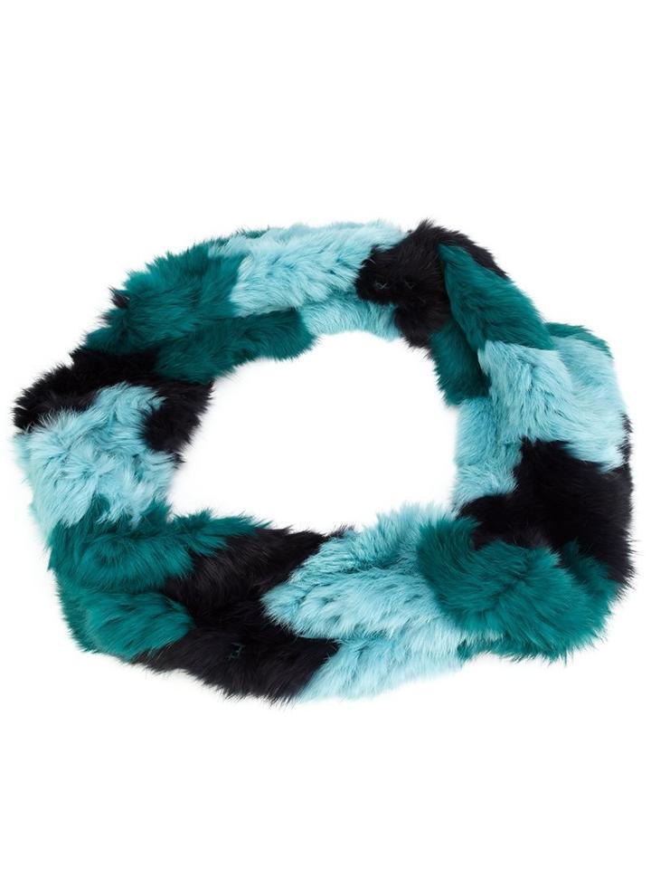 Jocelyn Chevron Infinity Scarf, Women's, Blue, Rabbit Fur/cotton/polyester