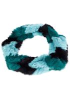 Jocelyn Chevron Infinity Scarf, Women's, Blue, Rabbit Fur/cotton/polyester
