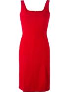 Alexander Mcqueen Square Neck Pencil Dress, Women's, Size: 40, Red, Spandex/elastane/cupro/viscose/wool