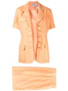 Chanel Vintage Three-piece Skirt Suit - Orange