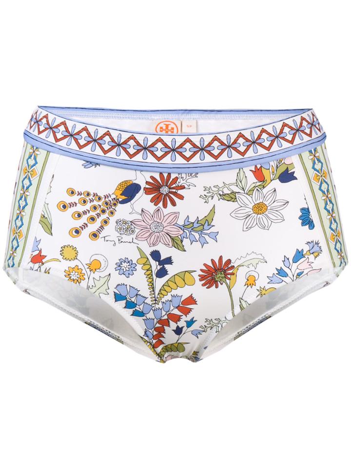 Tory Burch Floral Printed Bikini Bottom - White