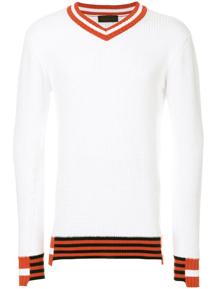 Diesel Black Gold V-neck Jumper - White
