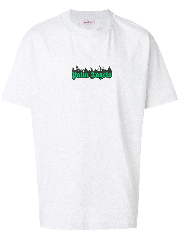 Palm Angels Burning Logo T-shirt - Grey