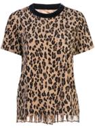 Sacai Leopard Print Knit T-shirt - Brown