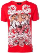 Philipp Plein Philipp Tiger T-shirt, Men's, Size: Xl, Red, Cotton/spandex/elastane