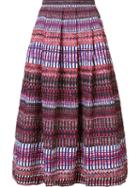 Saloni Tonal Pattern Full Skirt, Women's, Size: 4, Blue, Polyester/polyamide