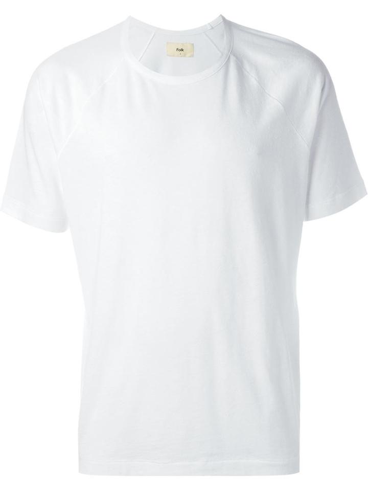 Folk Round Neck T-shirt, Men's, Size: 5, White, Polyester/cotton/viscose