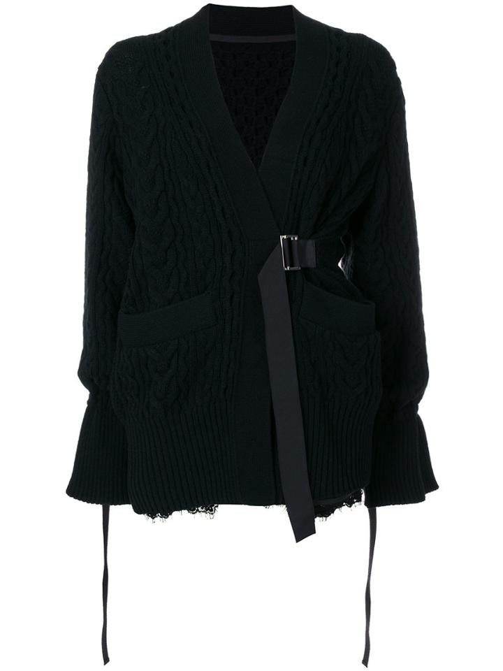 Sacai Underlayered Belted Cardigan - Black