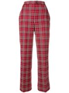 Moncler Checked High-waist Trousers - Red