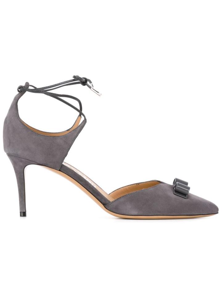 Salvatore Ferragamo Carolyn Pumps, Women's, Size: 8.5, Grey, Chamois Leather/leather