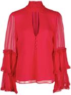 Alexis Ruffle-trimmed Blouse - Red