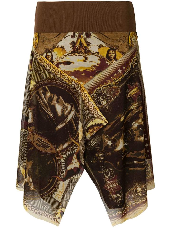 Jean Paul Gaultier Vintage American Indias Print Skirt - Brown