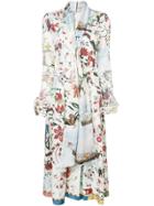 Oscar De La Renta Botanical Print Silk Dress - White