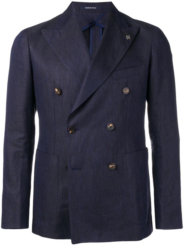 Tagliatore Double Buttoned Suit Jacket - Blue