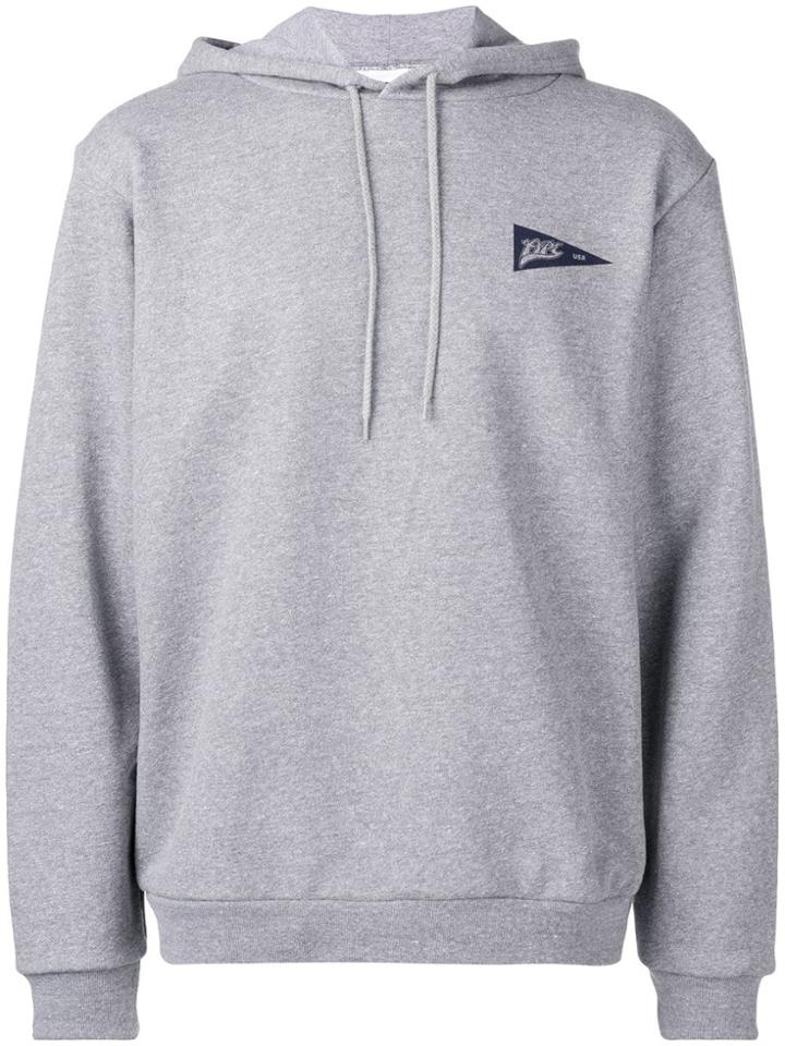 A.p.c. Logo Print Drawstring Hoodie - Grey