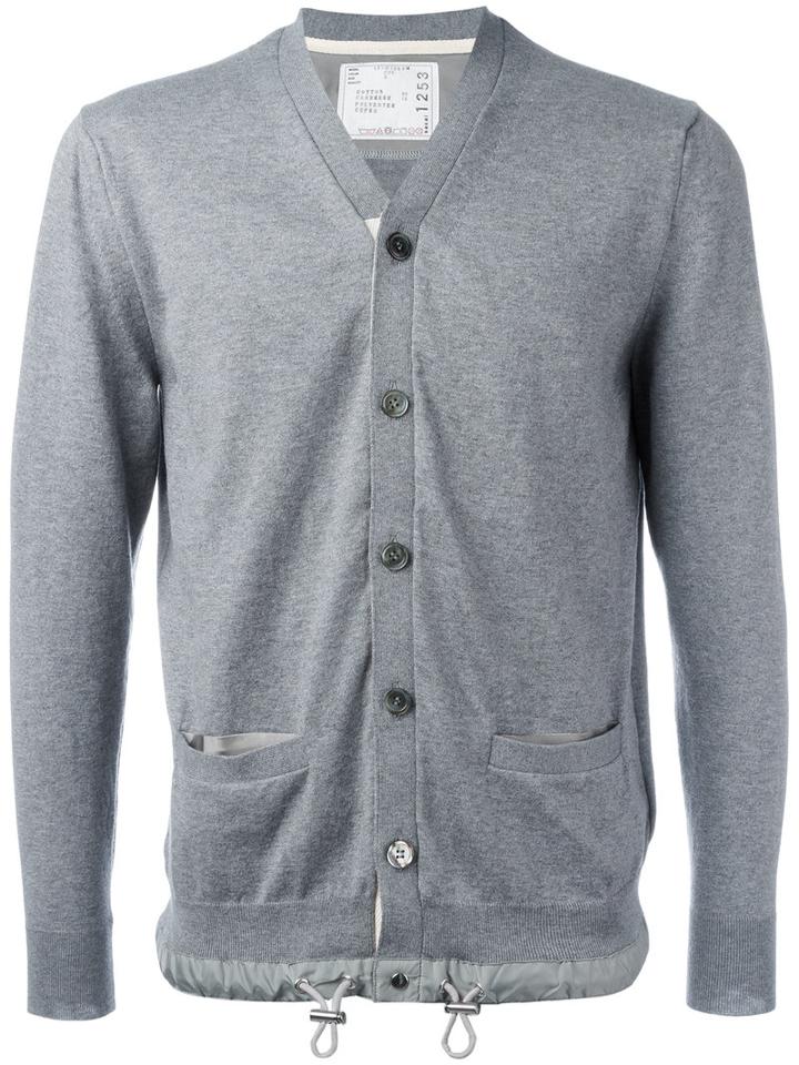 Sacai - Drawstring Cardigan - Men - Cotton/cashmere - 3, Grey, Cotton/cashmere