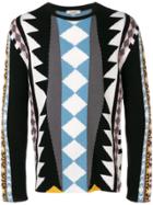 Valentino Geometric Intarsia Jumper - Black