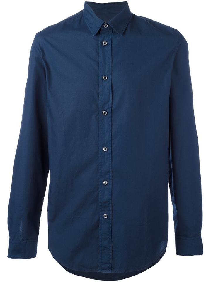 Maison Margiela Classic Long Sleeve Shirt, Men's, Size: 42, Blue, Cotton