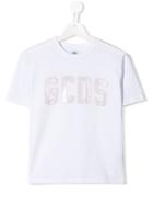 Gcds Kids Teen Sequin Logo T-shirt - White