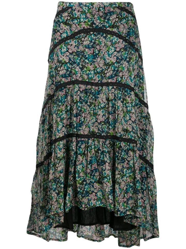 Cecilie Copenhagen Gaby Floral Print Midi Skirt - Blue